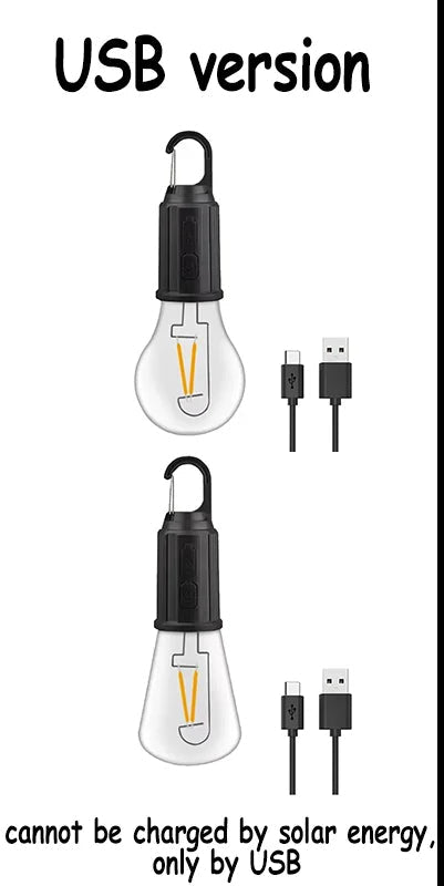LED Camping Light – Rechargeable, Dimmable Bulb with Hook for Tent & Outdoor Use